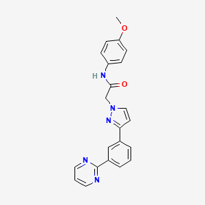 molecular formula C22H19N5O2 B3808311 N-(4-methoxyphenyl)-2-{3-[3-(2-pyrimidinyl)phenyl]-1H-pyrazol-1-yl}acetamide 