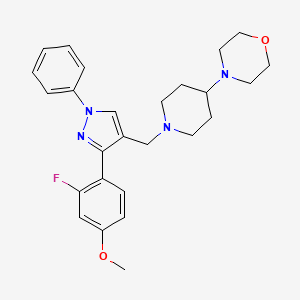 molecular formula C26H31FN4O2 B3808352 4-(1-{[3-(2-fluoro-4-methoxyphenyl)-1-phenyl-1H-pyrazol-4-yl]methyl}-4-piperidinyl)morpholine 