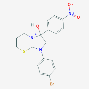 molecular formula C18H17BrN3O3S+ B380836 1-(4-bromophenyl)-3-hydroxy-3-(4-nitrophenyl)-2,3,6,7-tetrahydro-5H-imidazo[2,1-b][1,3]thiazin-1-ium 
