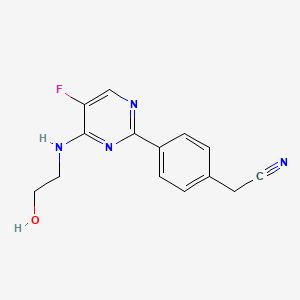molecular formula C14H13FN4O B3808360 (4-{5-fluoro-4-[(2-hydroxyethyl)amino]pyrimidin-2-yl}phenyl)acetonitrile CAS No. 1125421-93-3