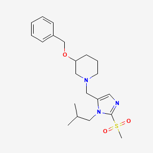 molecular formula C21H31N3O3S B3808361 3-(benzyloxy)-1-{[1-isobutyl-2-(methylsulfonyl)-1H-imidazol-5-yl]methyl}piperidine 