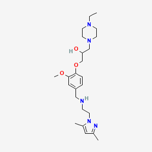 molecular formula C24H39N5O3 B3808374 1-[4-({[2-(3,5-dimethyl-1H-pyrazol-1-yl)ethyl]amino}methyl)-2-methoxyphenoxy]-3-(4-ethyl-1-piperazinyl)-2-propanol 