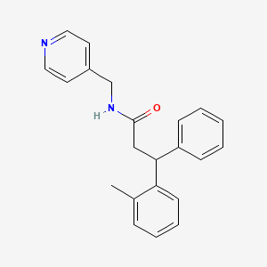 molecular formula C22H22N2O B3808382 3-(2-methylphenyl)-3-phenyl-N-(4-pyridinylmethyl)propanamide 