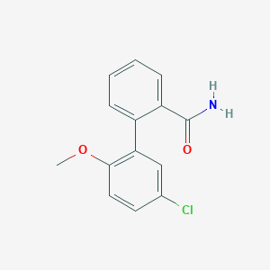 molecular formula C14H12ClNO2 B3808412 5'-chloro-2'-methoxybiphenyl-2-carboxamide 
