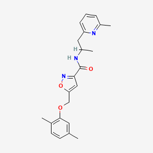 molecular formula C22H25N3O3 B3808421 5-[(2,5-dimethylphenoxy)methyl]-N-[1-methyl-2-(6-methyl-2-pyridinyl)ethyl]-3-isoxazolecarboxamide 