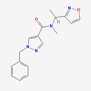 molecular formula C17H18N4O2 B3808434 1-benzyl-N-(1-isoxazol-3-ylethyl)-N-methyl-1H-pyrazole-4-carboxamide 