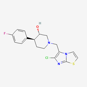 molecular formula C17H17ClFN3OS B3808441 (3S*,4S*)-1-[(6-chloroimidazo[2,1-b][1,3]thiazol-5-yl)methyl]-4-(4-fluorophenyl)piperidin-3-ol 