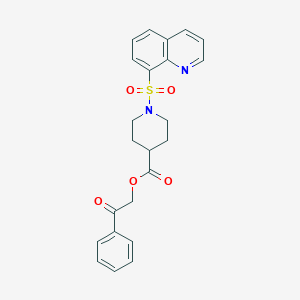 molecular formula C23H22N2O5S B380846 2-Oxo-2-phenylethyl 1-(8-quinolinylsulfonyl)-4-piperidinecarboxylate 