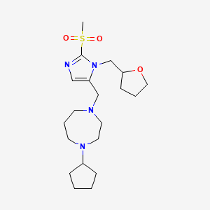 molecular formula C20H34N4O3S B3808465 1-cyclopentyl-4-{[2-(methylsulfonyl)-1-(tetrahydro-2-furanylmethyl)-1H-imidazol-5-yl]methyl}-1,4-diazepane 