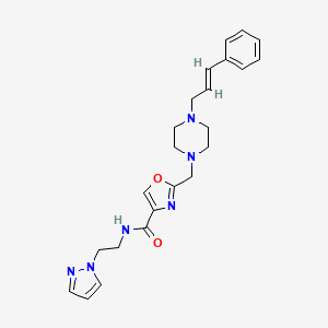 molecular formula C23H28N6O2 B3808470 2-({4-[(2E)-3-phenyl-2-propen-1-yl]-1-piperazinyl}methyl)-N-[2-(1H-pyrazol-1-yl)ethyl]-1,3-oxazole-4-carboxamide 