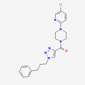 molecular formula C21H23ClN6O B3808477 1-(5-chloro-2-pyridinyl)-4-{[1-(3-phenylpropyl)-1H-1,2,3-triazol-4-yl]carbonyl}piperazine 