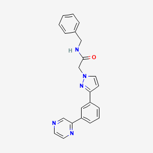 molecular formula C22H19N5O B3808510 N-benzyl-2-{3-[3-(2-pyrazinyl)phenyl]-1H-pyrazol-1-yl}acetamide 