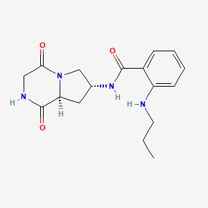 molecular formula C17H22N4O3 B3808527 N-[(7R,8aS)-1,4-dioxooctahydropyrrolo[1,2-a]pyrazin-7-yl]-2-(propylamino)benzamide 