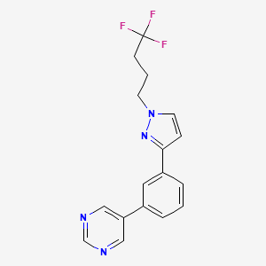 molecular formula C17H15F3N4 B3808534 5-{3-[1-(4,4,4-trifluorobutyl)-1H-pyrazol-3-yl]phenyl}pyrimidine 