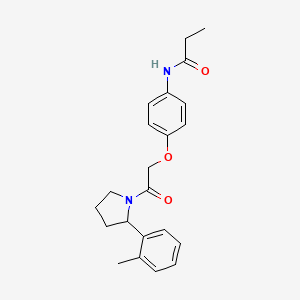 molecular formula C22H26N2O3 B3808535 N-(4-{2-[2-(2-methylphenyl)pyrrolidin-1-yl]-2-oxoethoxy}phenyl)propanamide 