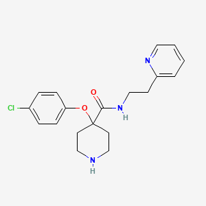 molecular formula C19H22ClN3O2 B3808537 4-(4-chlorophenoxy)-N-(2-pyridin-2-ylethyl)piperidine-4-carboxamide 
