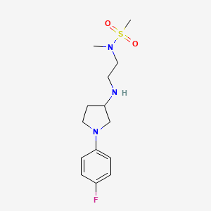 molecular formula C14H22FN3O2S B3808538 N-(2-{[1-(4-fluorophenyl)pyrrolidin-3-yl]amino}ethyl)-N-methylmethanesulfonamide 