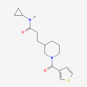 molecular formula C16H22N2O2S B3808554 N-cyclopropyl-3-[1-(3-thienylcarbonyl)-3-piperidinyl]propanamide 