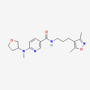 molecular formula C19H26N4O3 B3808559 N-[3-(3,5-dimethyl-4-isoxazolyl)propyl]-6-[methyl(tetrahydro-3-furanyl)amino]nicotinamide 