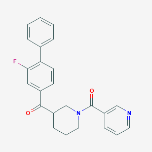 molecular formula C24H21FN2O2 B3808565 (2-fluoro-4-biphenylyl)[1-(3-pyridinylcarbonyl)-3-piperidinyl]methanone 
