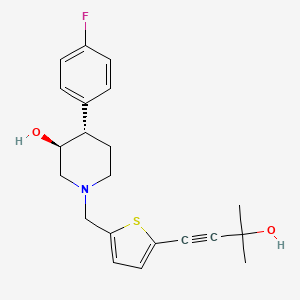 molecular formula C21H24FNO2S B3808593 (3S*,4S*)-4-(4-fluorophenyl)-1-{[5-(3-hydroxy-3-methylbut-1-yn-1-yl)-2-thienyl]methyl}piperidin-3-ol 