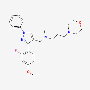 molecular formula C25H31FN4O2 B3808621 N-{[3-(2-fluoro-4-methoxyphenyl)-1-phenyl-1H-pyrazol-4-yl]methyl}-N-methyl-3-(4-morpholinyl)-1-propanamine 