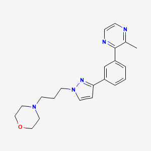 molecular formula C21H25N5O B3808629 4-(3-{3-[3-(3-methyl-2-pyrazinyl)phenyl]-1H-pyrazol-1-yl}propyl)morpholine 