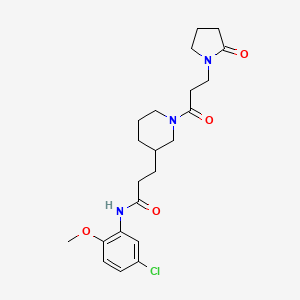 molecular formula C22H30ClN3O4 B3808631 N-(5-chloro-2-methoxyphenyl)-3-{1-[3-(2-oxo-1-pyrrolidinyl)propanoyl]-3-piperidinyl}propanamide 
