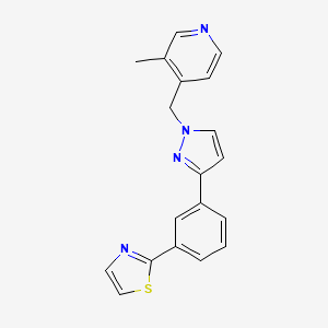 molecular formula C19H16N4S B3808644 3-methyl-4-({3-[3-(1,3-thiazol-2-yl)phenyl]-1H-pyrazol-1-yl}methyl)pyridine 