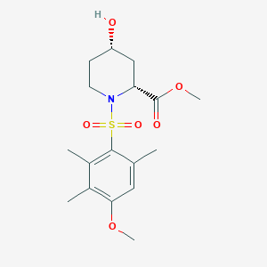 molecular formula C17H25NO6S B3808653 methyl (2R*,4S*)-4-hydroxy-1-[(4-methoxy-2,3,6-trimethylphenyl)sulfonyl]piperidine-2-carboxylate 
