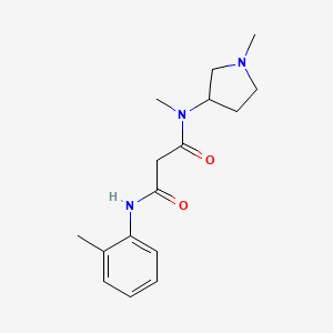 molecular formula C16H23N3O2 B3808657 N-methyl-N'-(2-methylphenyl)-N-(1-methylpyrrolidin-3-yl)malonamide 