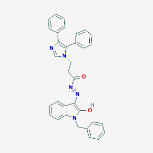 molecular formula C33H27N5O2 B380867 N'-(1-benzyl-2-oxo-1,2-dihydro-3H-indol-3-ylidene)-3-(4,5-diphenyl-1H-imidazol-1-yl)propanohydrazide 