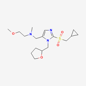 molecular formula C17H29N3O4S B3808679 N-{[2-[(cyclopropylmethyl)sulfonyl]-1-(tetrahydro-2-furanylmethyl)-1H-imidazol-5-yl]methyl}-2-methoxy-N-methylethanamine 