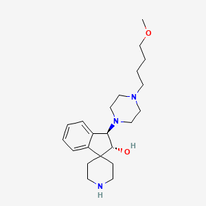 molecular formula C22H35N3O2 B3808716 rel-(2R,3R)-3-[4-(4-methoxybutyl)-1-piperazinyl]-2,3-dihydrospiro[indene-1,4'-piperidin]-2-ol bis(trifluoroacetate) (salt) 