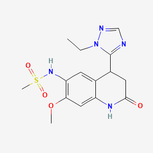 molecular formula C15H19N5O4S B3808736 N-[4-(1-ethyl-1H-1,2,4-triazol-5-yl)-7-methoxy-2-oxo-1,2,3,4-tetrahydroquinolin-6-yl]methanesulfonamide 