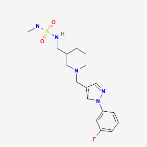 molecular formula C18H26FN5O2S B3808752 N'-[(1-{[1-(3-fluorophenyl)-1H-pyrazol-4-yl]methyl}-3-piperidinyl)methyl]-N,N-dimethylsulfamide 