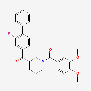 molecular formula C27H26FNO4 B3808753 [1-(3,4-dimethoxybenzoyl)-3-piperidinyl](2-fluoro-4-biphenylyl)methanone 