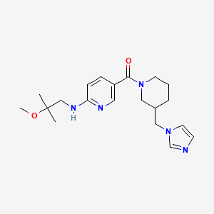 molecular formula C20H29N5O2 B3808764 5-{[3-(1H-imidazol-1-ylmethyl)-1-piperidinyl]carbonyl}-N-(2-methoxy-2-methylpropyl)-2-pyridinamine 