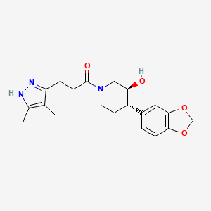 molecular formula C20H25N3O4 B3808785 (3S*,4S*)-4-(1,3-benzodioxol-5-yl)-1-[3-(4,5-dimethyl-1H-pyrazol-3-yl)propanoyl]piperidin-3-ol 