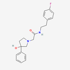 molecular formula C20H23FN2O2 B3808821 N-[2-(4-fluorophenyl)ethyl]-2-(3-hydroxy-3-phenylpyrrolidin-1-yl)acetamide 