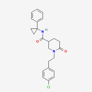 molecular formula C23H25ClN2O2 B3808858 1-[2-(4-chlorophenyl)ethyl]-6-oxo-N-(1-phenylcyclopropyl)-3-piperidinecarboxamide 