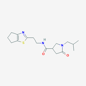molecular formula C17H25N3O2S B3808866 N-[2-(5,6-dihydro-4H-cyclopenta[d][1,3]thiazol-2-yl)ethyl]-1-isobutyl-5-oxopyrrolidine-3-carboxamide 