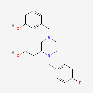 molecular formula C20H25FN2O2 B3808870 3-{[4-(4-fluorobenzyl)-3-(2-hydroxyethyl)-1-piperazinyl]methyl}phenol 