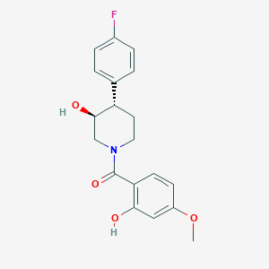 molecular formula C19H20FNO4 B3808963 (3S*,4S*)-4-(4-fluorophenyl)-1-(2-hydroxy-4-methoxybenzoyl)piperidin-3-ol 