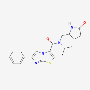 molecular formula C20H22N4O2S B3808972 N-isopropyl-N-[(5-oxo-2-pyrrolidinyl)methyl]-6-phenylimidazo[2,1-b][1,3]thiazole-3-carboxamide 
