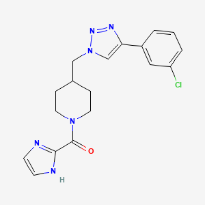 molecular formula C18H19ClN6O B3808983 4-{[4-(3-chlorophenyl)-1H-1,2,3-triazol-1-yl]methyl}-1-(1H-imidazol-2-ylcarbonyl)piperidine trifluoroacetate 