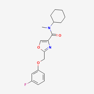 molecular formula C18H21FN2O3 B3809012 N-cyclohexyl-2-[(3-fluorophenoxy)methyl]-N-methyl-1,3-oxazole-4-carboxamide 