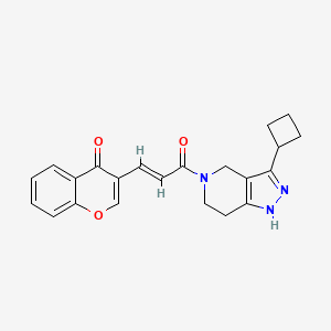 molecular formula C22H21N3O3 B3809022 3-[(1E)-3-(3-cyclobutyl-1,4,6,7-tetrahydro-5H-pyrazolo[4,3-c]pyridin-5-yl)-3-oxoprop-1-en-1-yl]-4H-chromen-4-one 