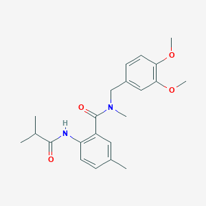 molecular formula C22H28N2O4 B3809028 N-(3,4-dimethoxybenzyl)-2-(isobutyrylamino)-N,5-dimethylbenzamide 