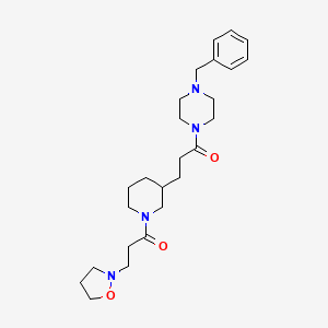 molecular formula C25H38N4O3 B3809035 1-benzyl-4-(3-{1-[3-(2-isoxazolidinyl)propanoyl]-3-piperidinyl}propanoyl)piperazine 